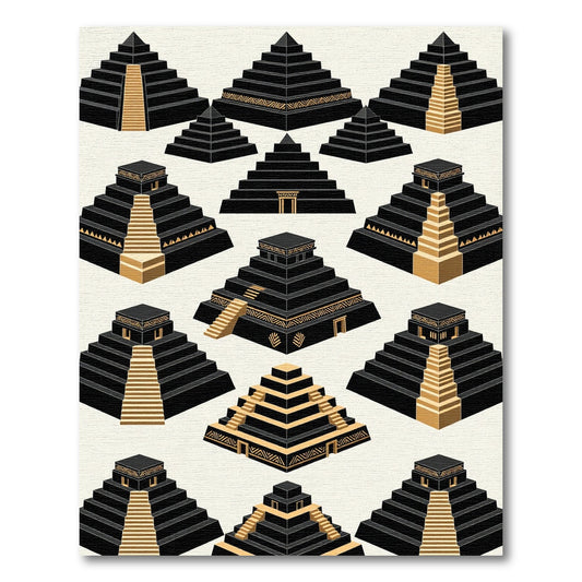 Black Gold Layered Pyramid Composition Rug
