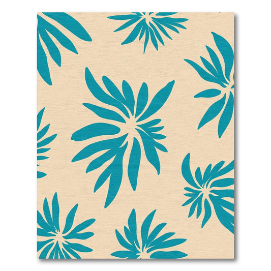 Teal Abstract Floral Starburst Arrangement Rug