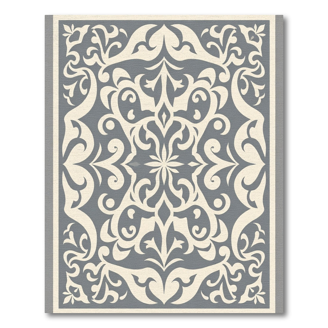 Cream and Gray Arabesque Floral Rug