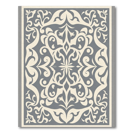 Cream and Gray Arabesque Floral Rug