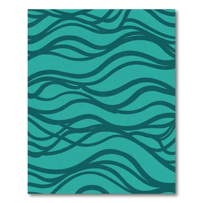 Teal Deep Blue Wavy Lines Rug