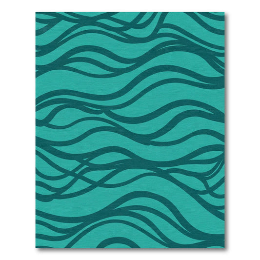 Teal Deep Blue Wavy Lines Rug