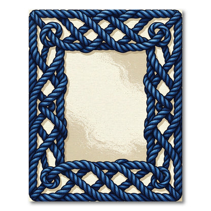 Intricate Blue Braided Rope Border Rug