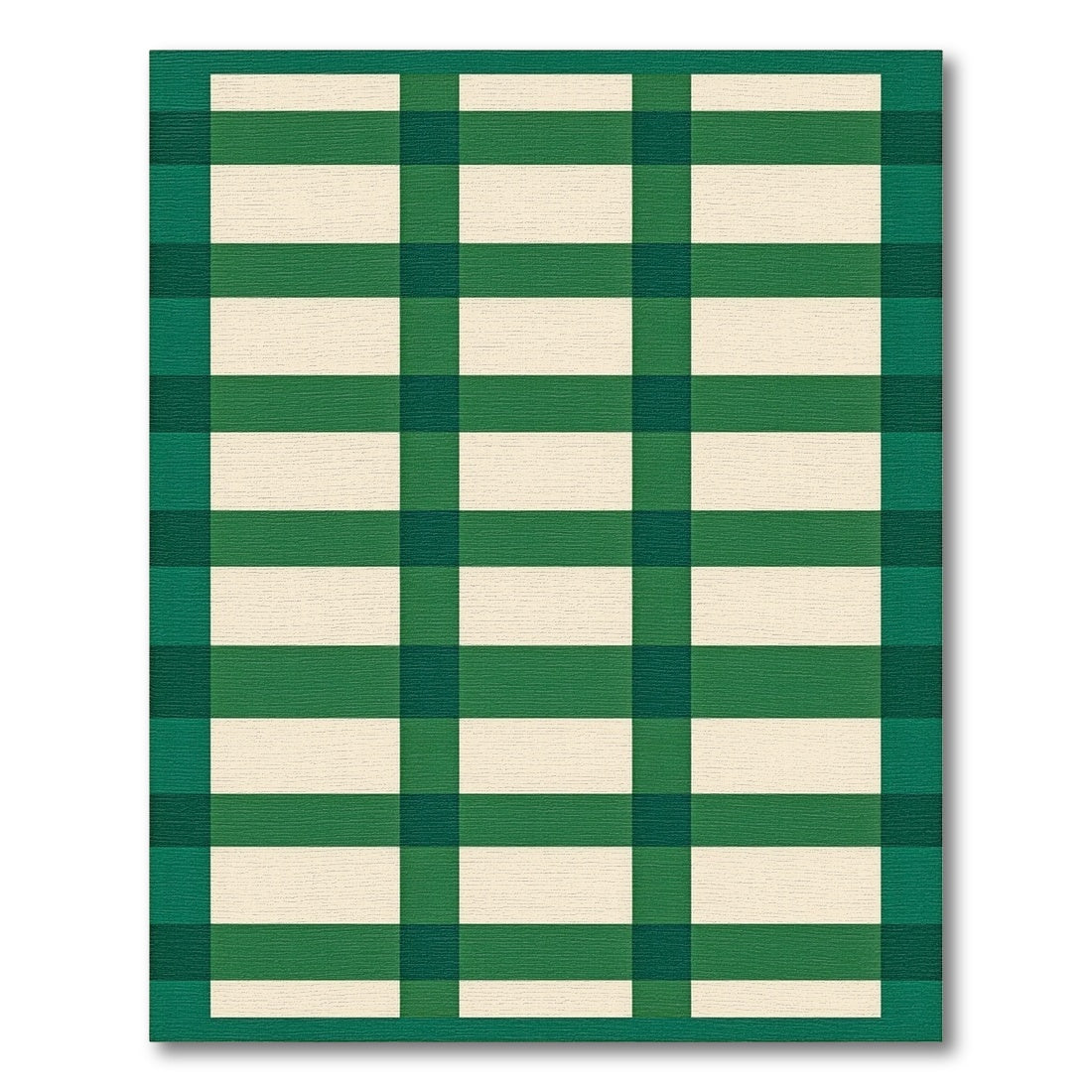Bold Green White Plaid Check Rug