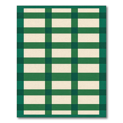 Bold Green White Plaid Check Rug