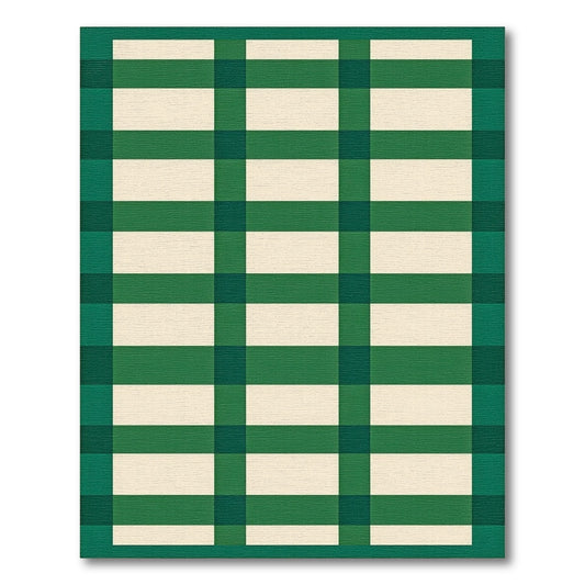 Bold Green White Plaid Check Rug