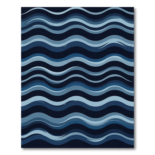 Deep Blue Gradient Wave Composition Rug