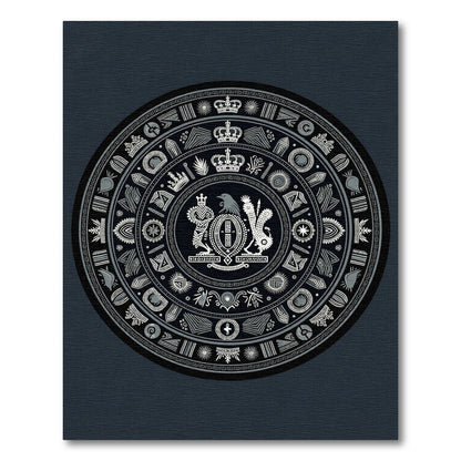 Monochromatic Circular Emblem Tribal Medallion Rug