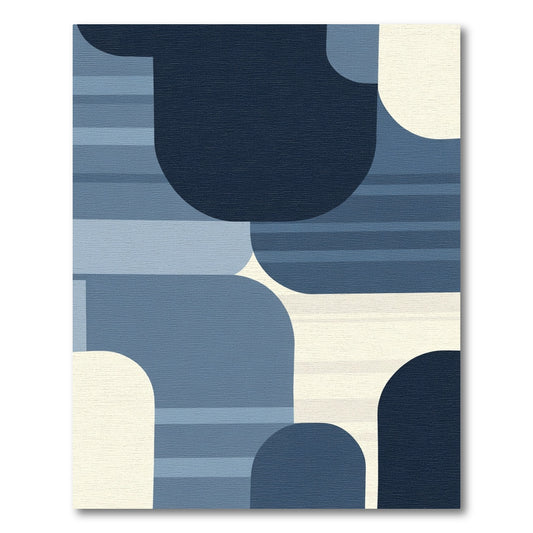 Modern Navy Blue Rounded Shapes Rug