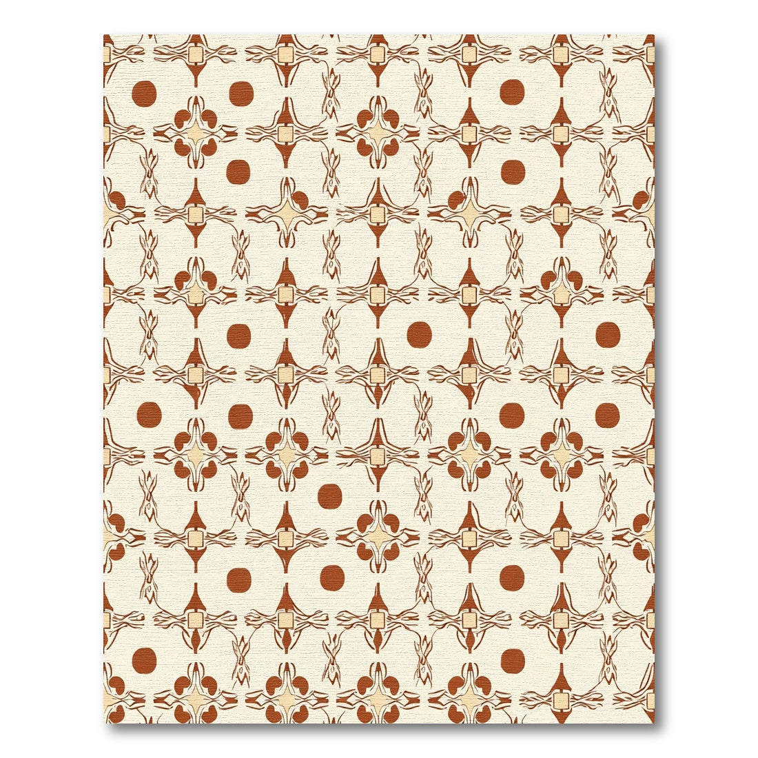 Ornate Amber Floral Square Rug