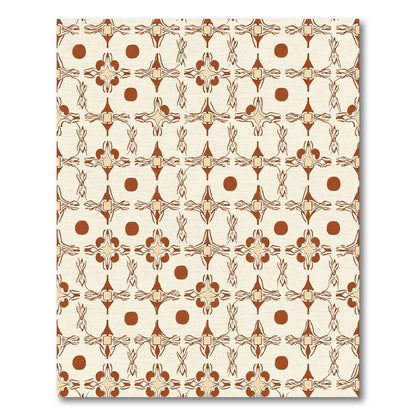 Ornate Amber Floral Square Rug