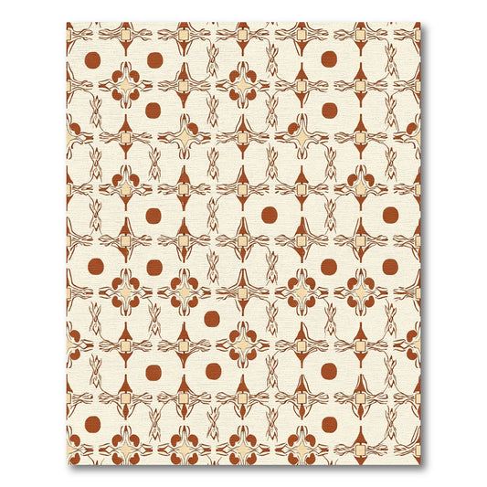 Ornate Amber Floral Square Rug