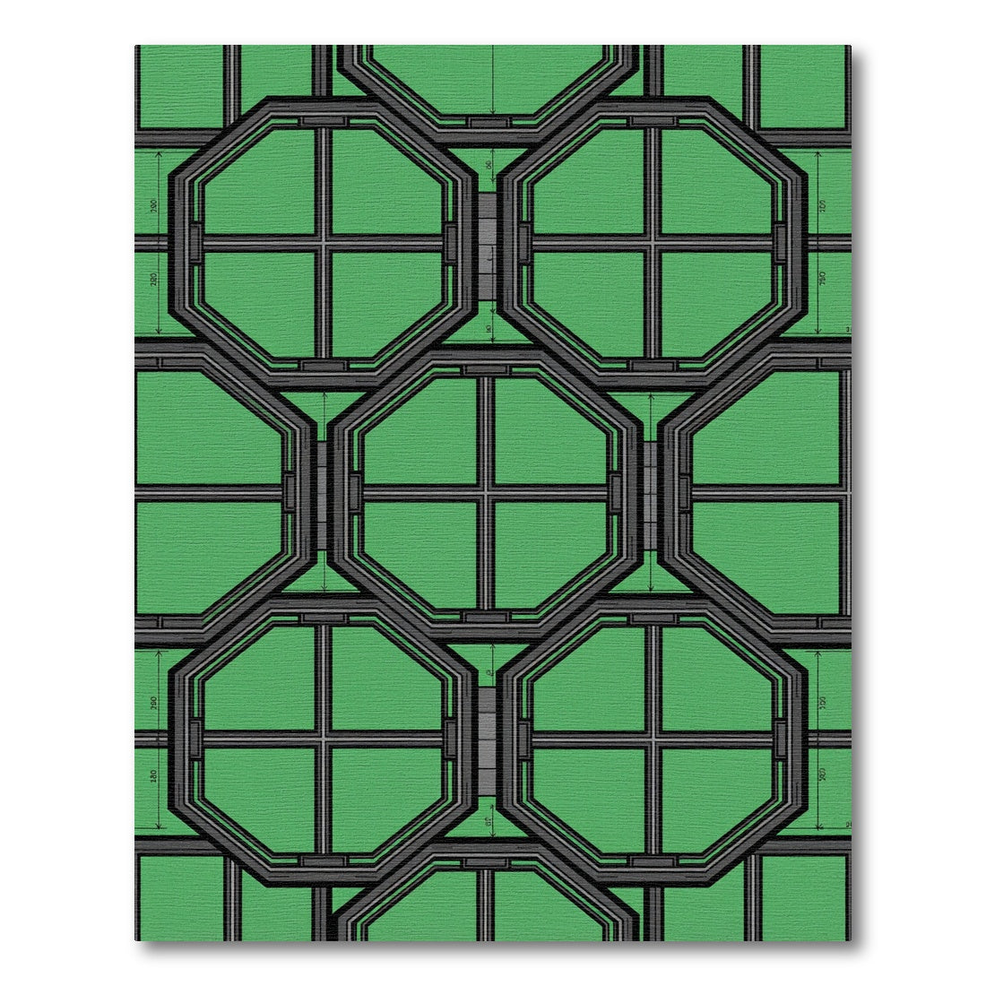 Modern Emerald Geometric Octagon Grid Rug