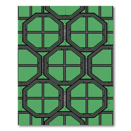 Modern Emerald Geometric Octagon Grid Rug