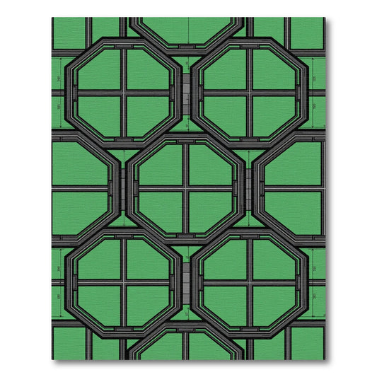 Modern Emerald Geometric Octagon Grid Rug