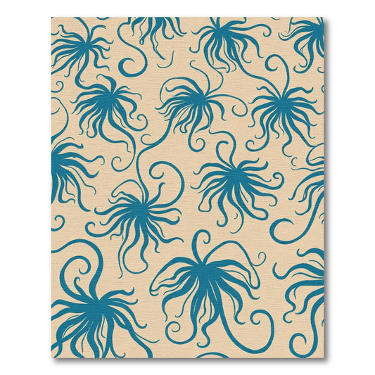 Deep Teal Whimsical Floral Swirl Rug