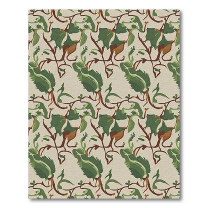 Verdant Leaf Vine Scroll Work Rug