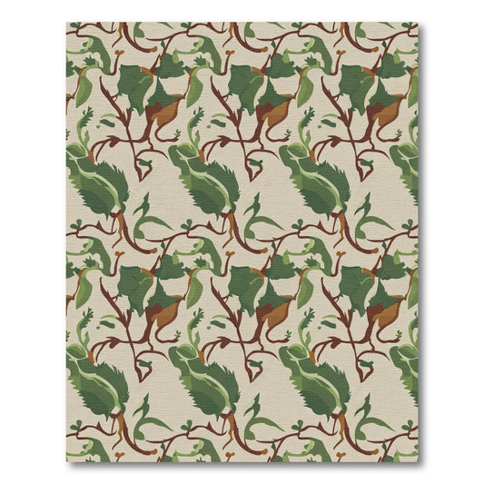 Verdant Leaf Vine Scroll Work Rug
