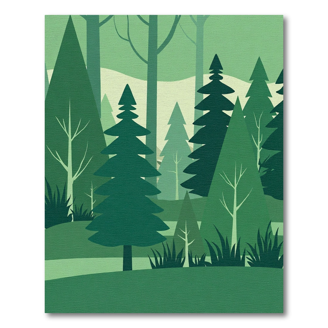 Terrific Green Forest Woodland Scene Rug