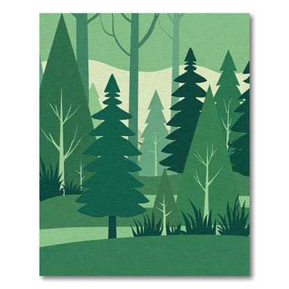 Terrific Green Forest Woodland Scene Rug