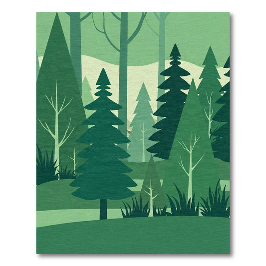 Terrific Green Forest Woodland Scene Rug
