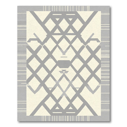 Cream Gray Diamond Lattice Geometric Rug