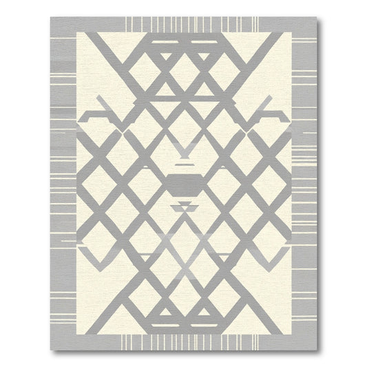 Cream Gray Diamond Lattice Geometric Rug