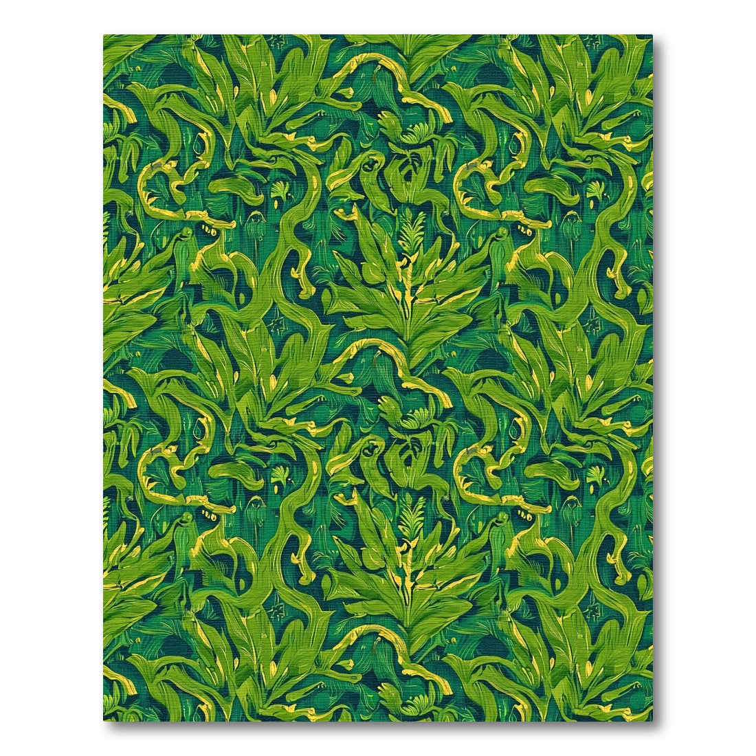 Emerald Jungle Lush Botanical Tapestry Rug