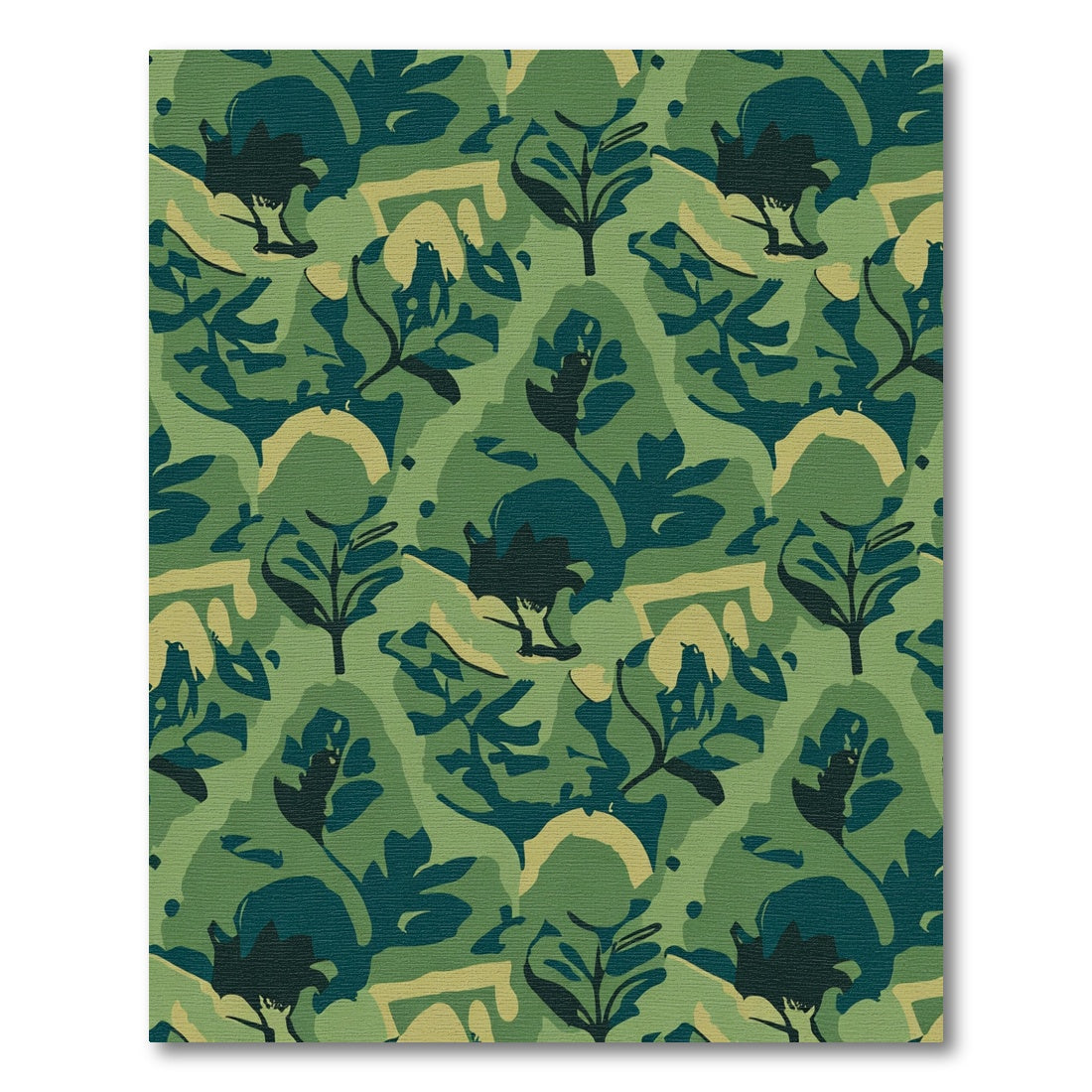 Abstract Forest Green Painterly Foliage Rug