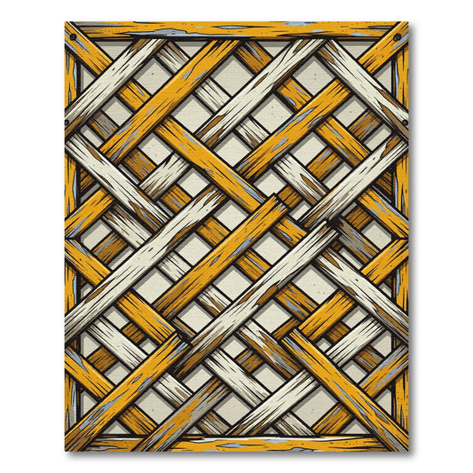 Rustic Yellow Wood Lattice Rug