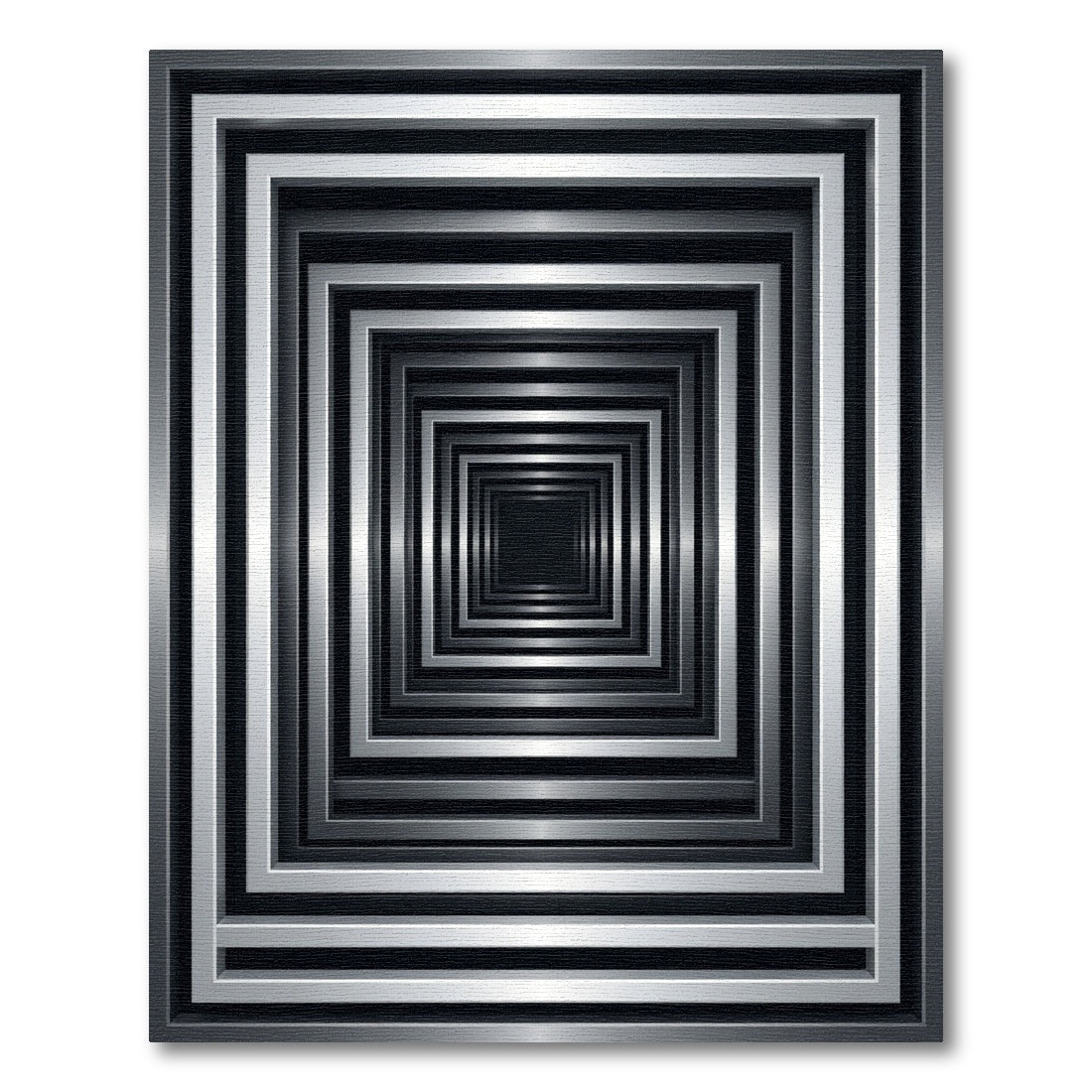 Modern Monochromatic Metallic Geometric Tunnel Rug