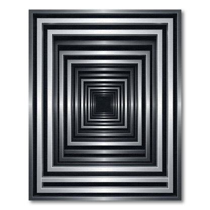 Modern Monochromatic Metallic Geometric Tunnel Rug