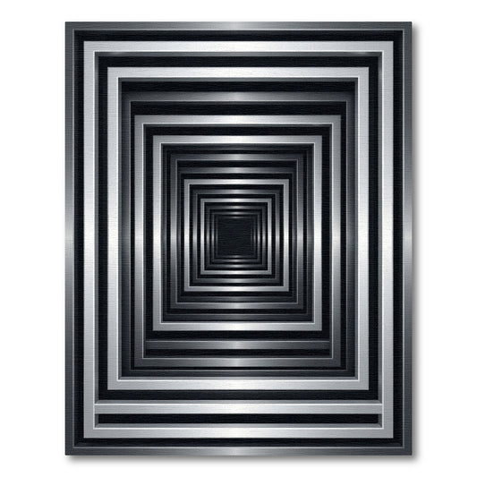 Modern Monochromatic Metallic Geometric Tunnel Rug