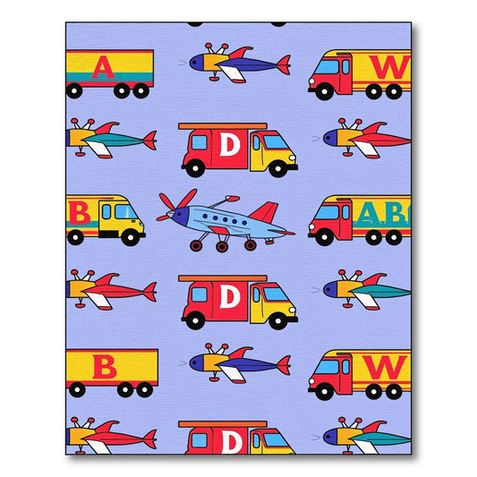 Playful Alphabet Vehicles Transportation Art Rug