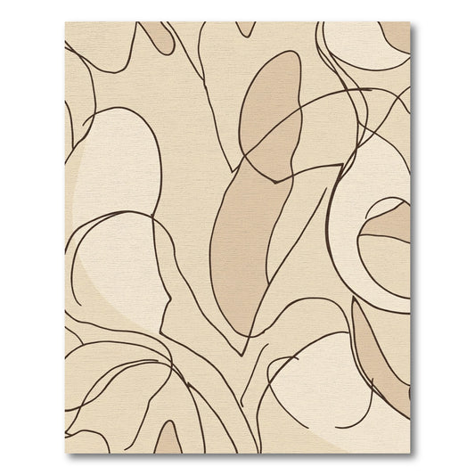 Cream Abstract Swirl Composition Art Rug