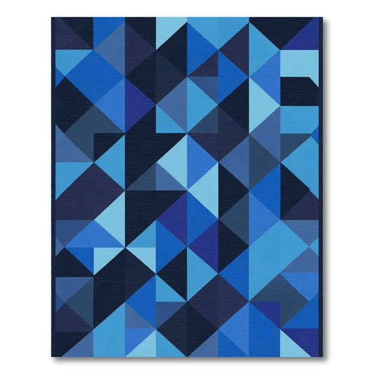 Geometric Blue Triangle Mosaic Rug