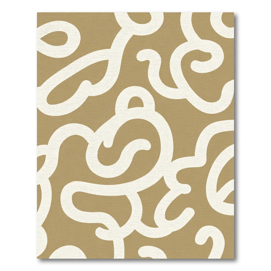 Cream Swirl Brushstroke Gold Rug