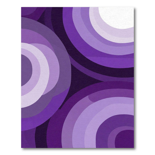 Retro Violet Concentric Circles Rug