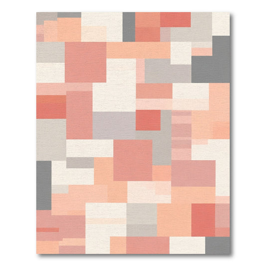 Soft Coral Geometric Block Rug