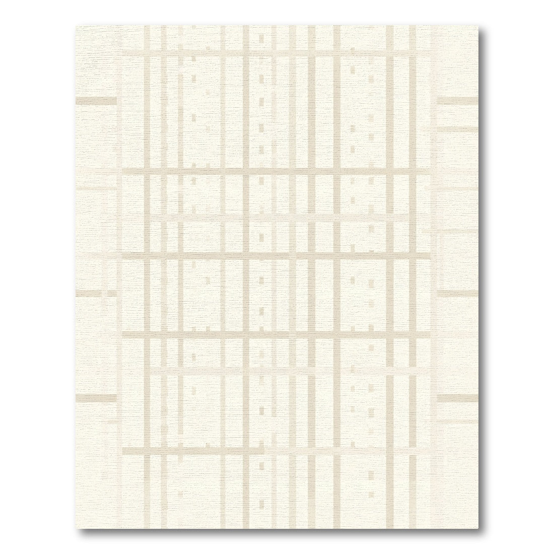 Minimalist Beige Grid Subtle Texture Rug