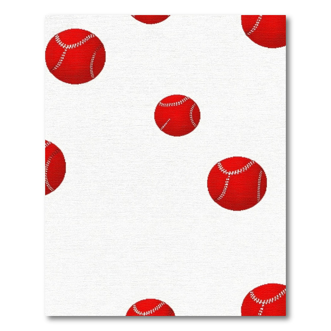 Scattered Red Stitched Baseballs Playful Rug