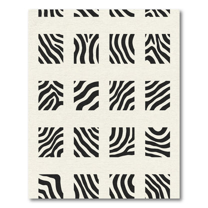 Black And White Curved Stripes Rug
