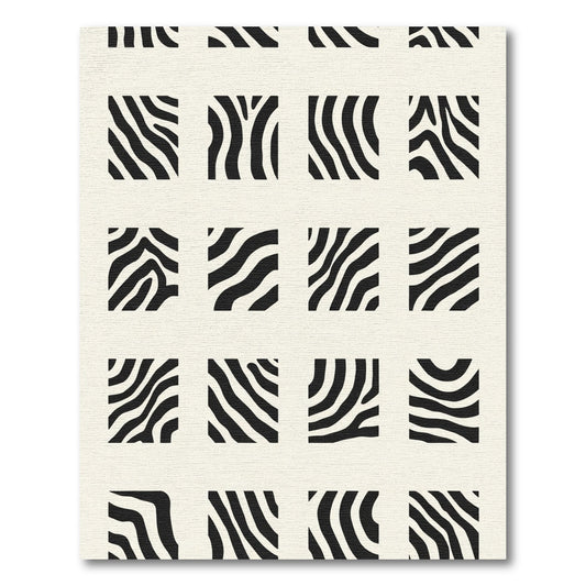 Black And White Curved Stripes Rug