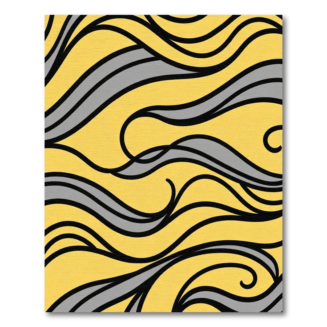 Yellow Gray Abstract Swirl Compositions Rug