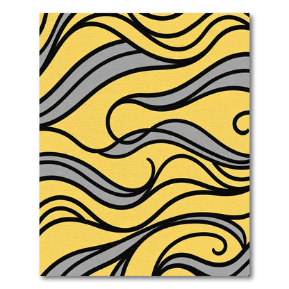 Yellow Gray Abstract Swirl Compositions Rug