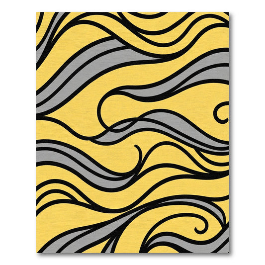 Yellow Gray Abstract Swirl Compositions Rug