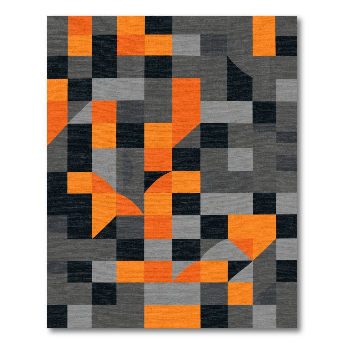 Dynamic Orange Black Geometric Blocks Rug
