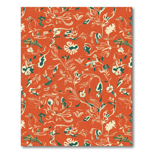 Vintage Coral Floral VinesRug Rug