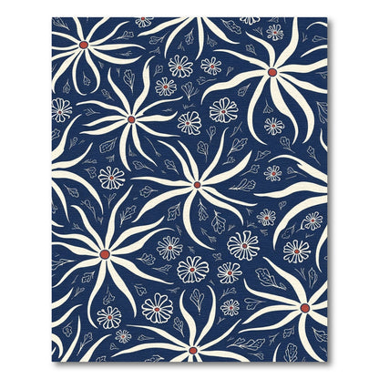 Chic Indigo White Floral Arrangement Rug
