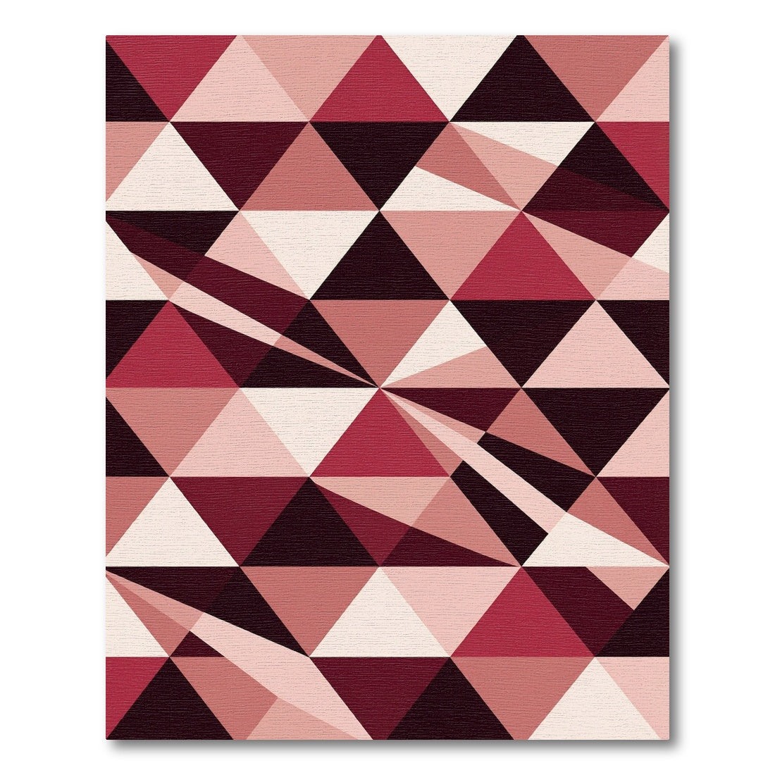 Geometric Burgundy Pink Abstract Triangle Rug
